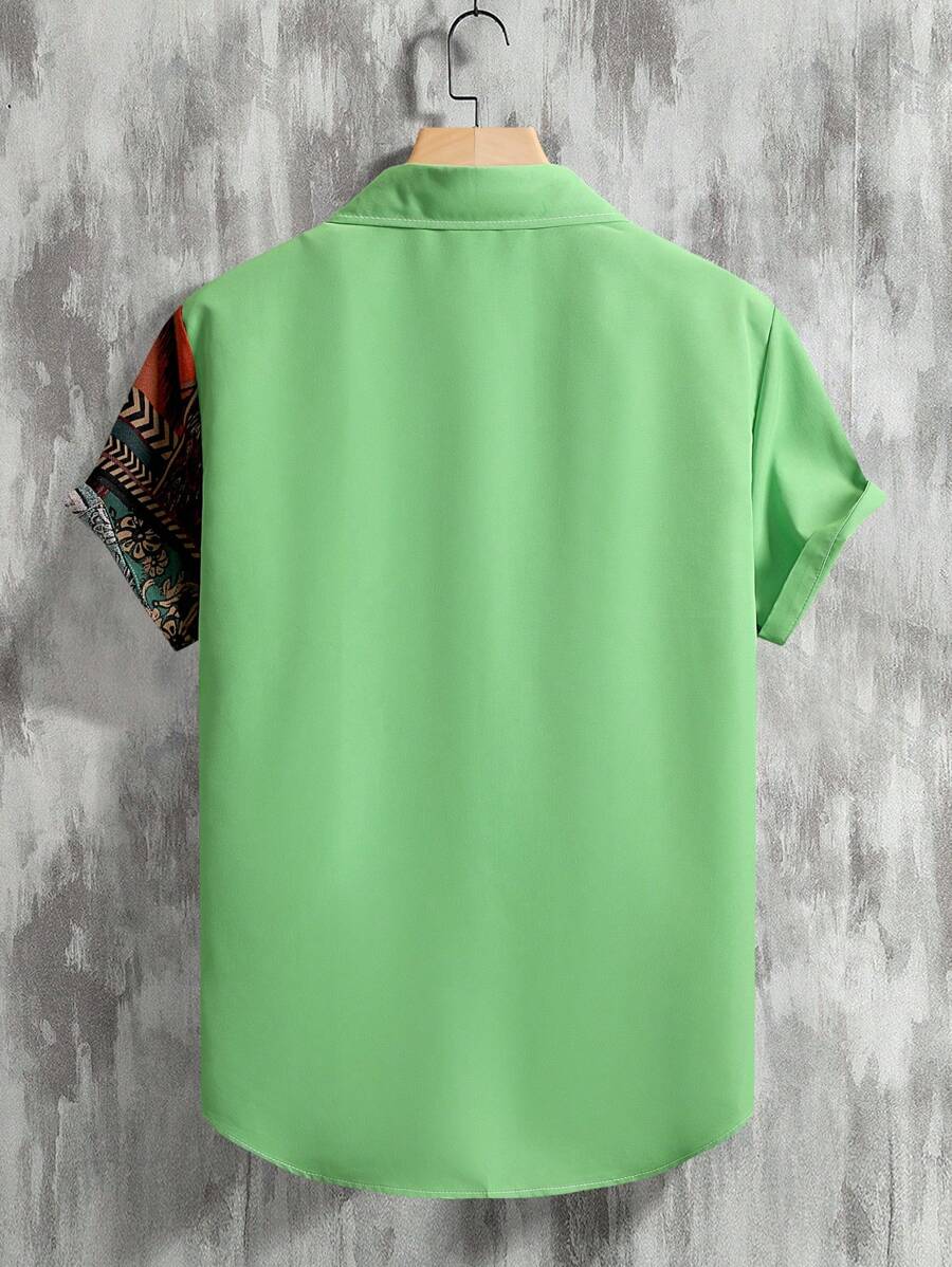 Men’s Patchwork Short Sleeve Shirt – Talvoro