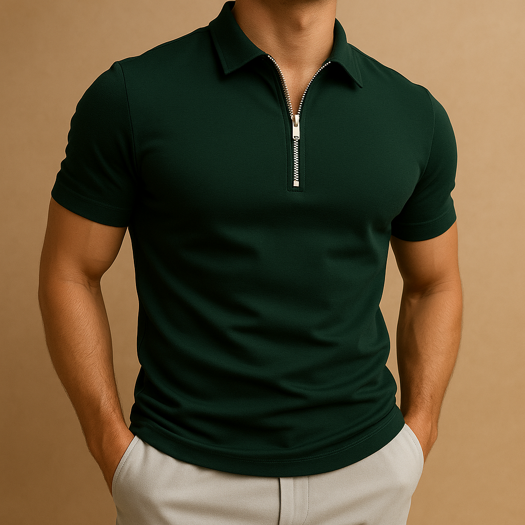 Zander Men's Polo Shirt | Slim Fit with Zipper Design 4