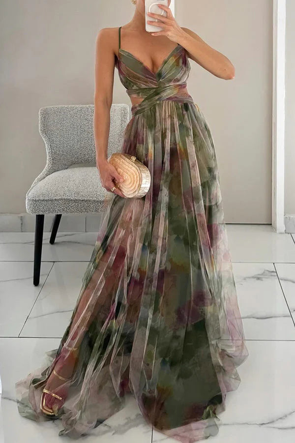 Floral Chiffon Maxi Dress - Almara