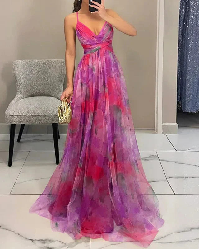 Floral Chiffon Maxi Dress - Almara