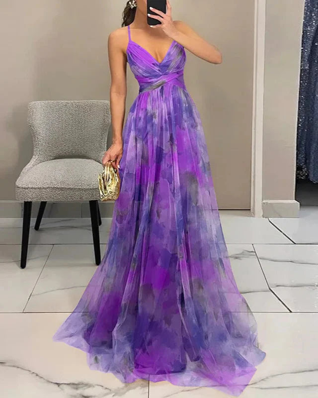 Floral Chiffon Maxi Dress - Almara