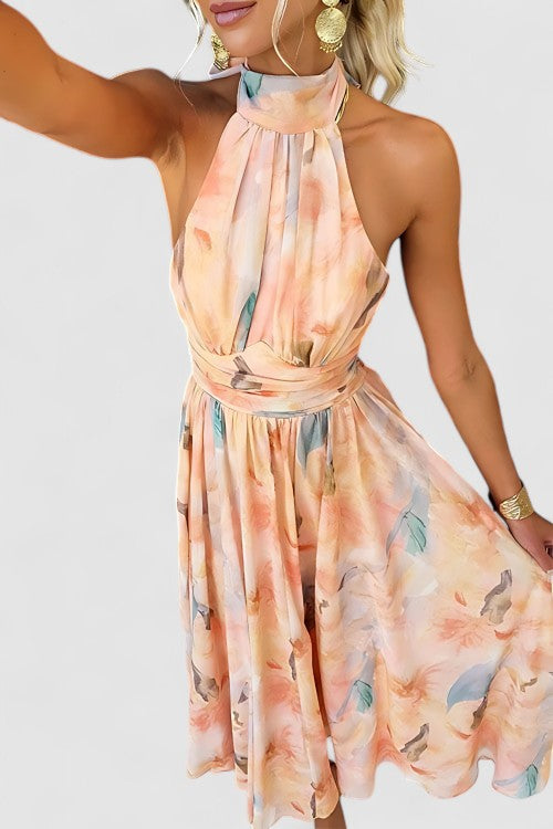 Watercolour halter maxi dress – Lysara