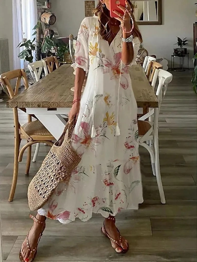 Boho V-Neck Maxi Dress – Sereluna
