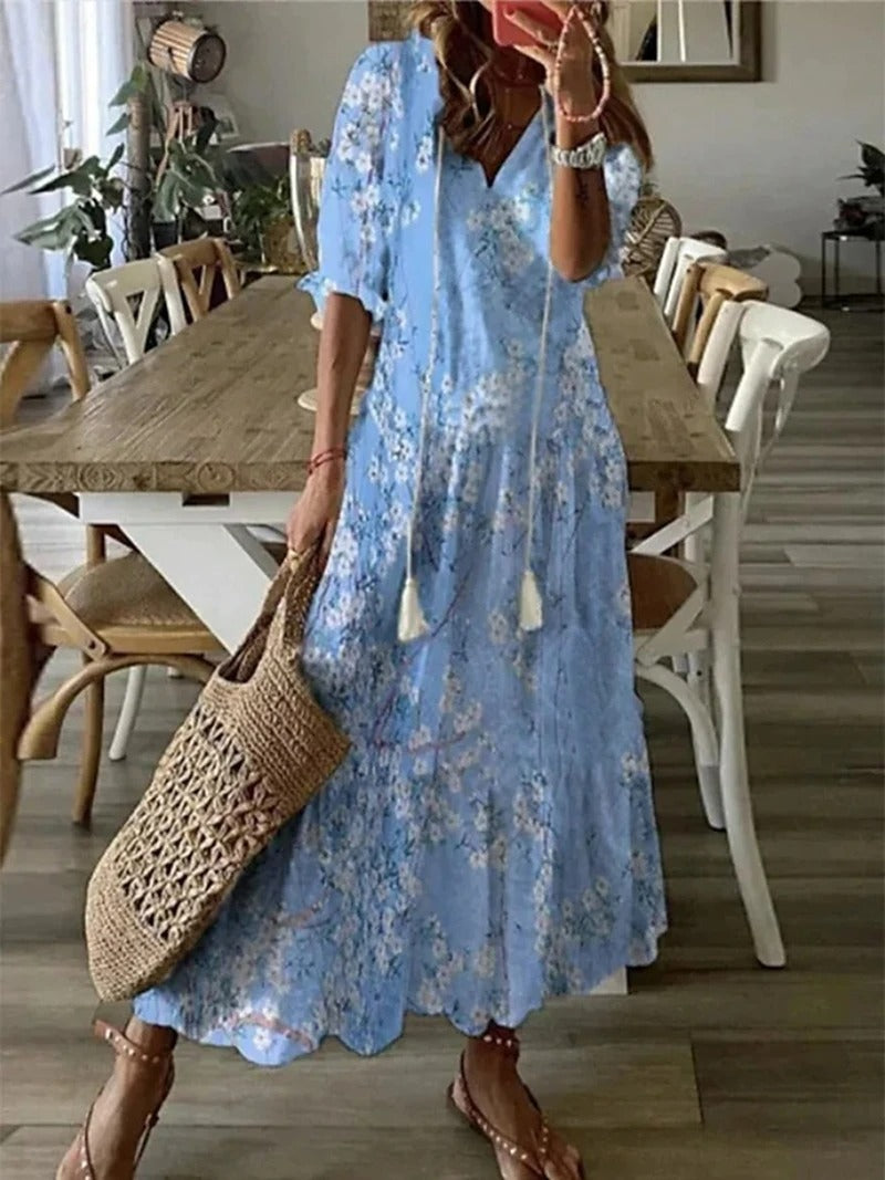 Boho V-Neck Maxi Dress – Sereluna