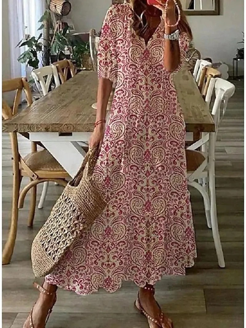 Boho V-Neck Maxi Dress – Sereluna