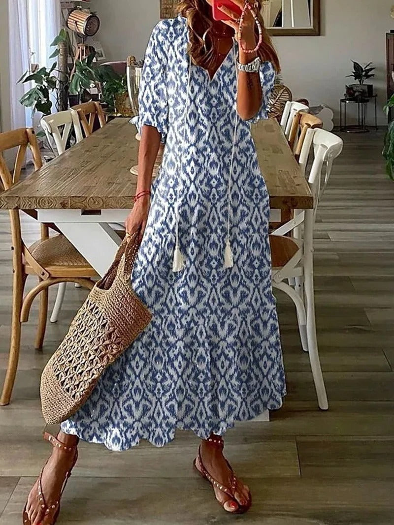 Boho V-Neck Maxi Dress – Sereluna