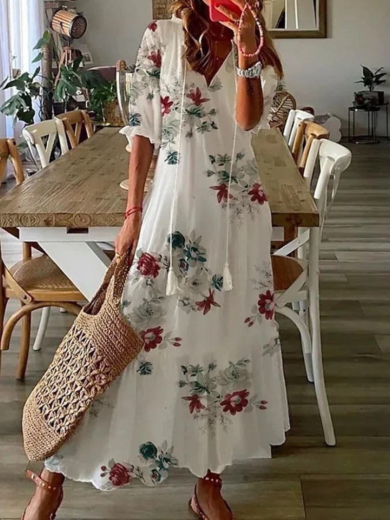 Boho V-Neck Maxi Dress – Sereluna