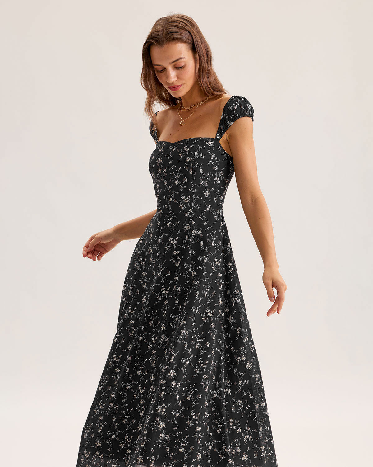 Floral A-Line Midi Dress – Velira