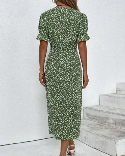 Floraya – Short Sleeve Floral Print Dress