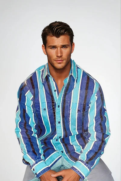 Ravino - Striped Long Sleeve Shirt for Men