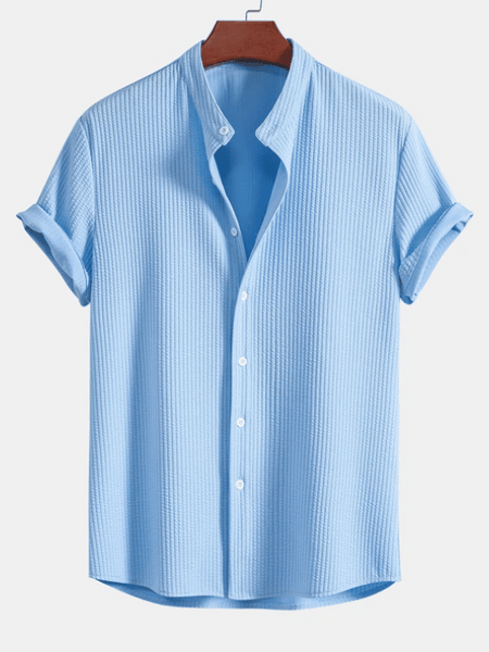 Nico – Men's Ribbed Stand Collar Shirt – Everly House