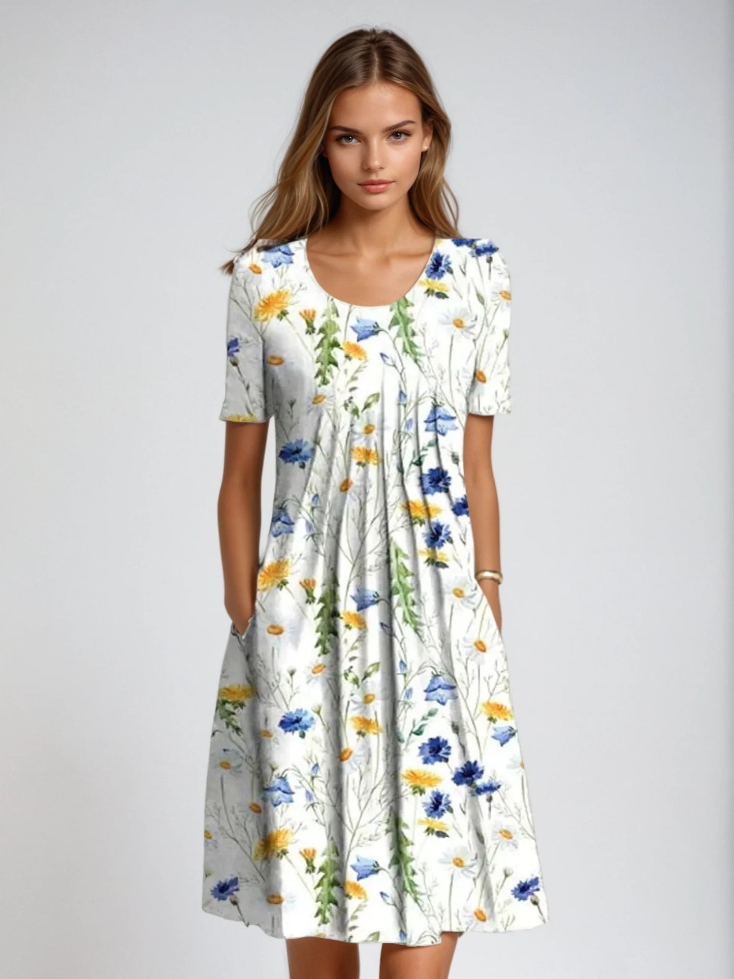 Short Sleeve Floral Midi Dress – Zeyra