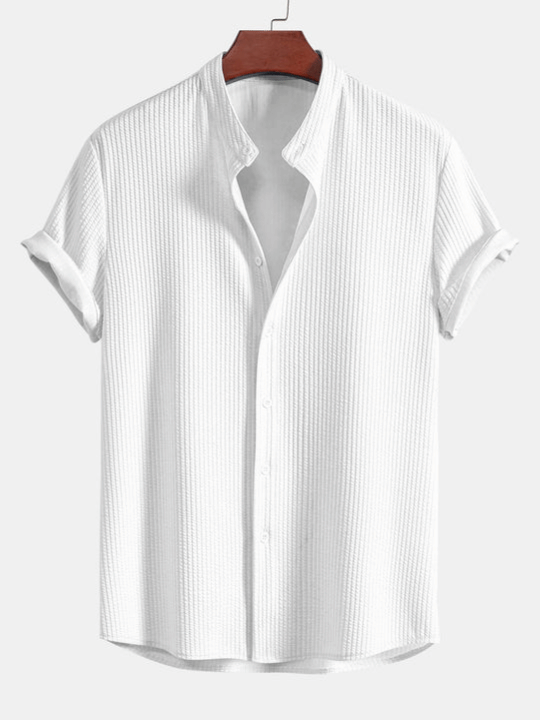Nico – Men's Ribbed Stand Collar Shirt – Everly House