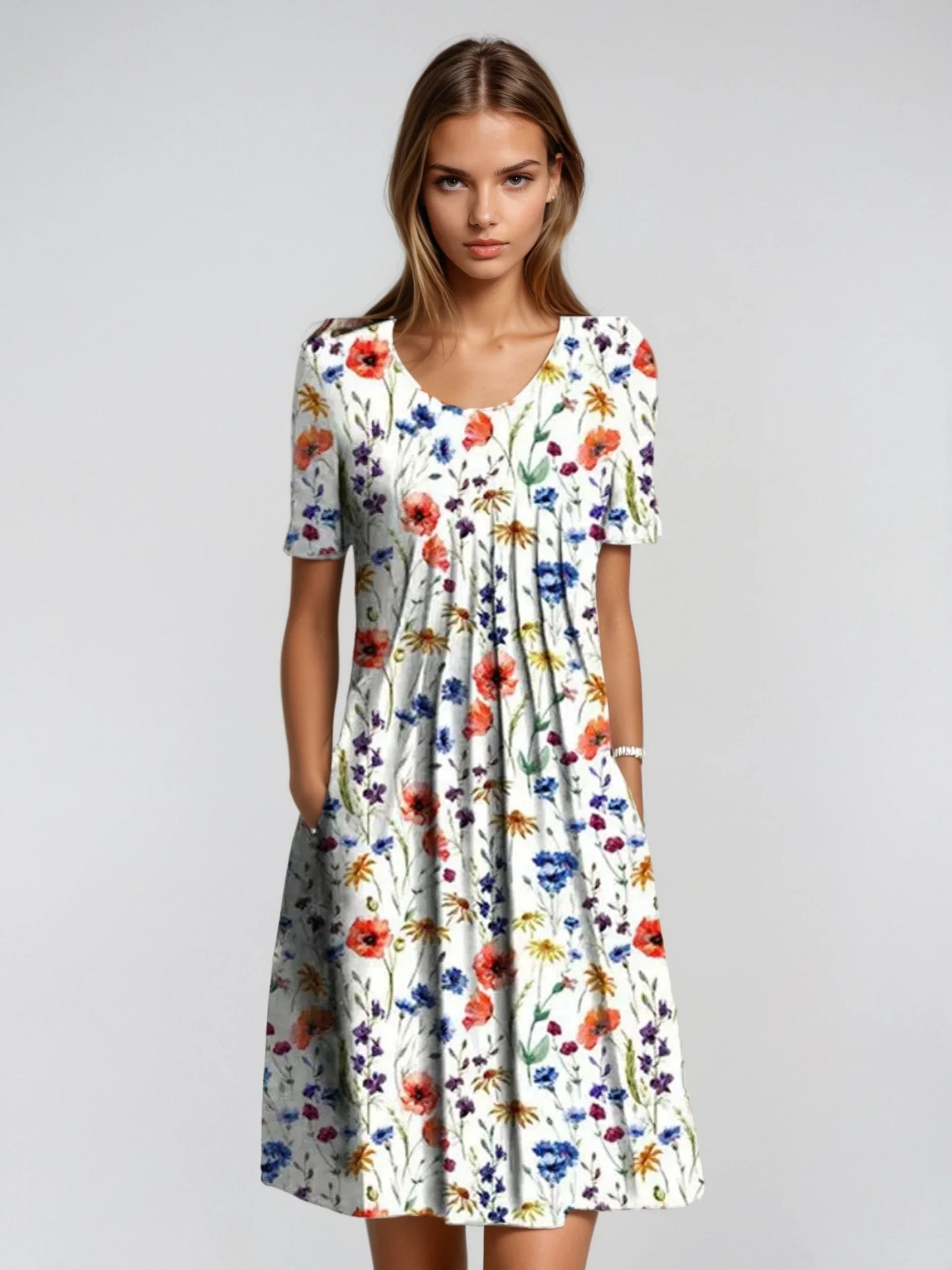 Short Sleeve Floral Midi Dress – Zeyra