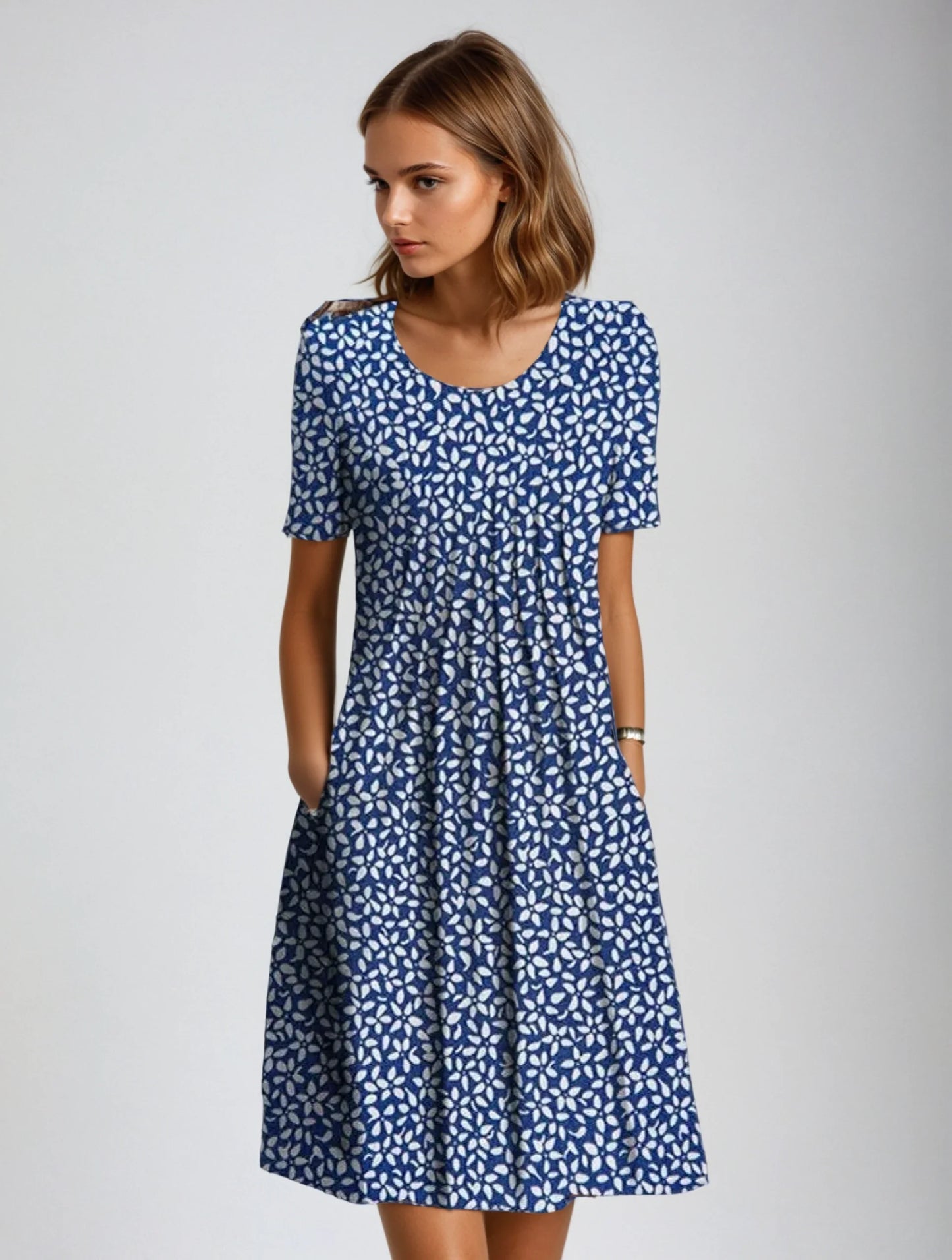 Short Sleeve Floral Midi Dress – Zeyra