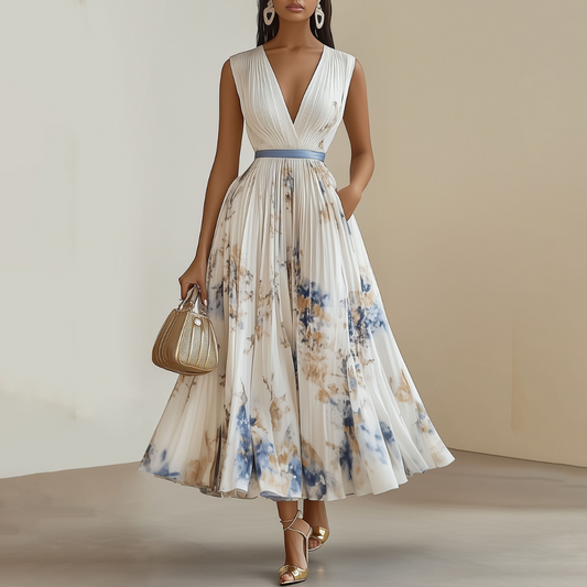 Plissé floral ceremony dress – Altivaro
