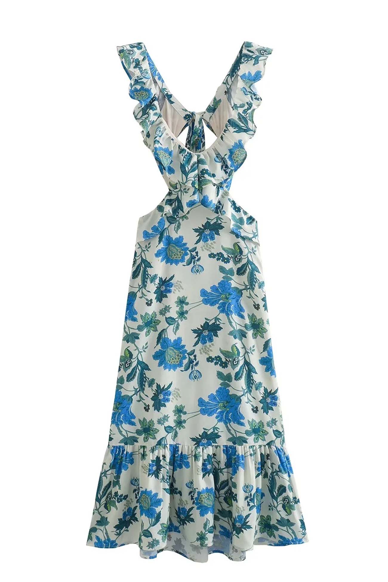 Amara Women's Maxi Dress | Soft Cotton Blend, Sleeveless with Ruffle Straps 4