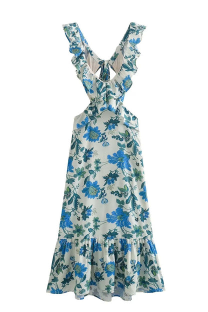 Amara Women's Maxi Dress | Soft Cotton Blend, Sleeveless with Ruffle Straps 4