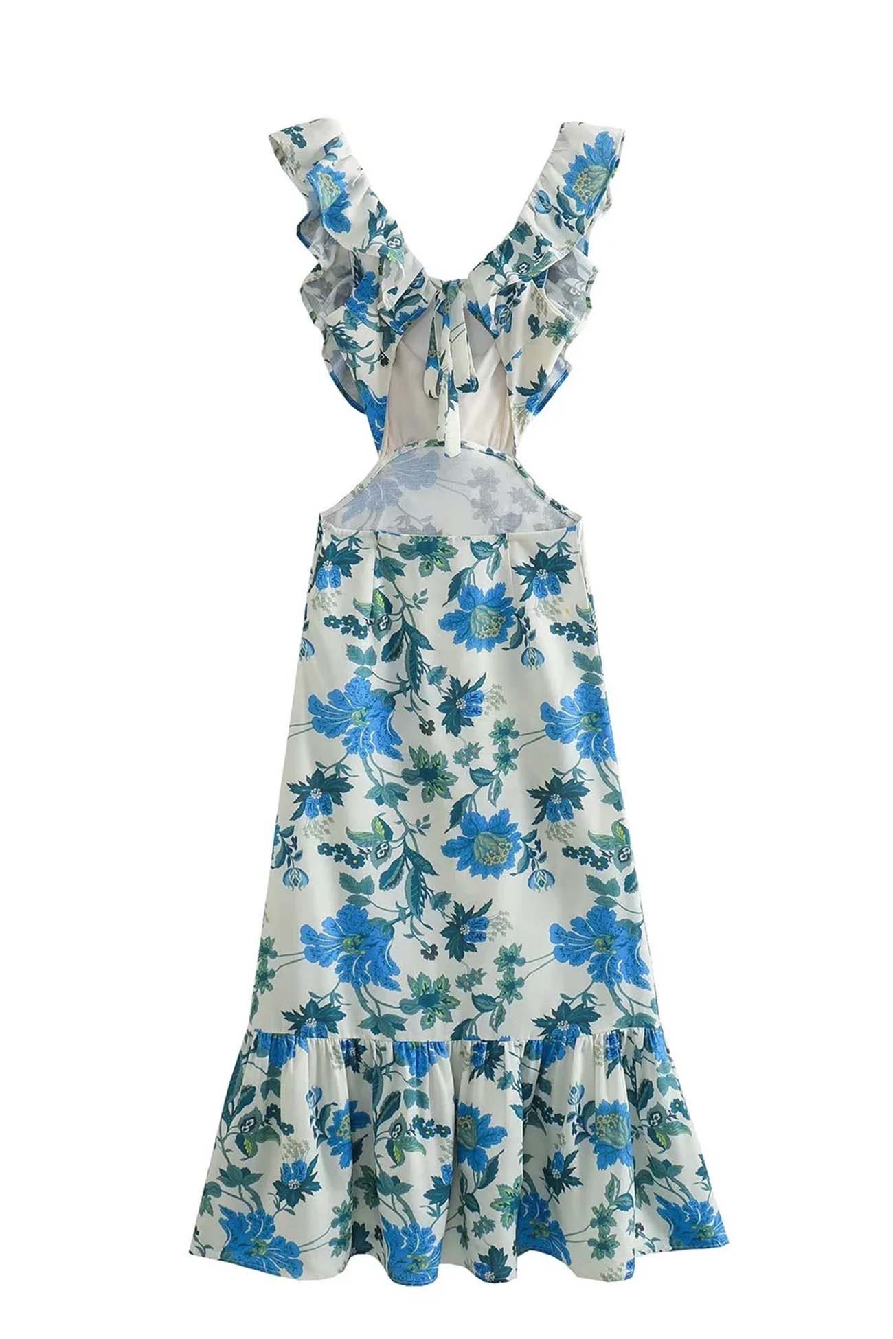 Amara Women's Maxi Dress | Soft Cotton Blend, Sleeveless with Ruffle Straps 5