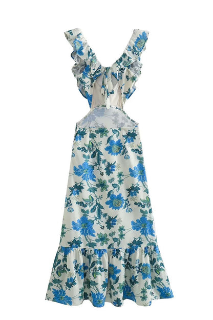 Amara Women's Maxi Dress | Soft Cotton Blend, Sleeveless with Ruffle Straps 5