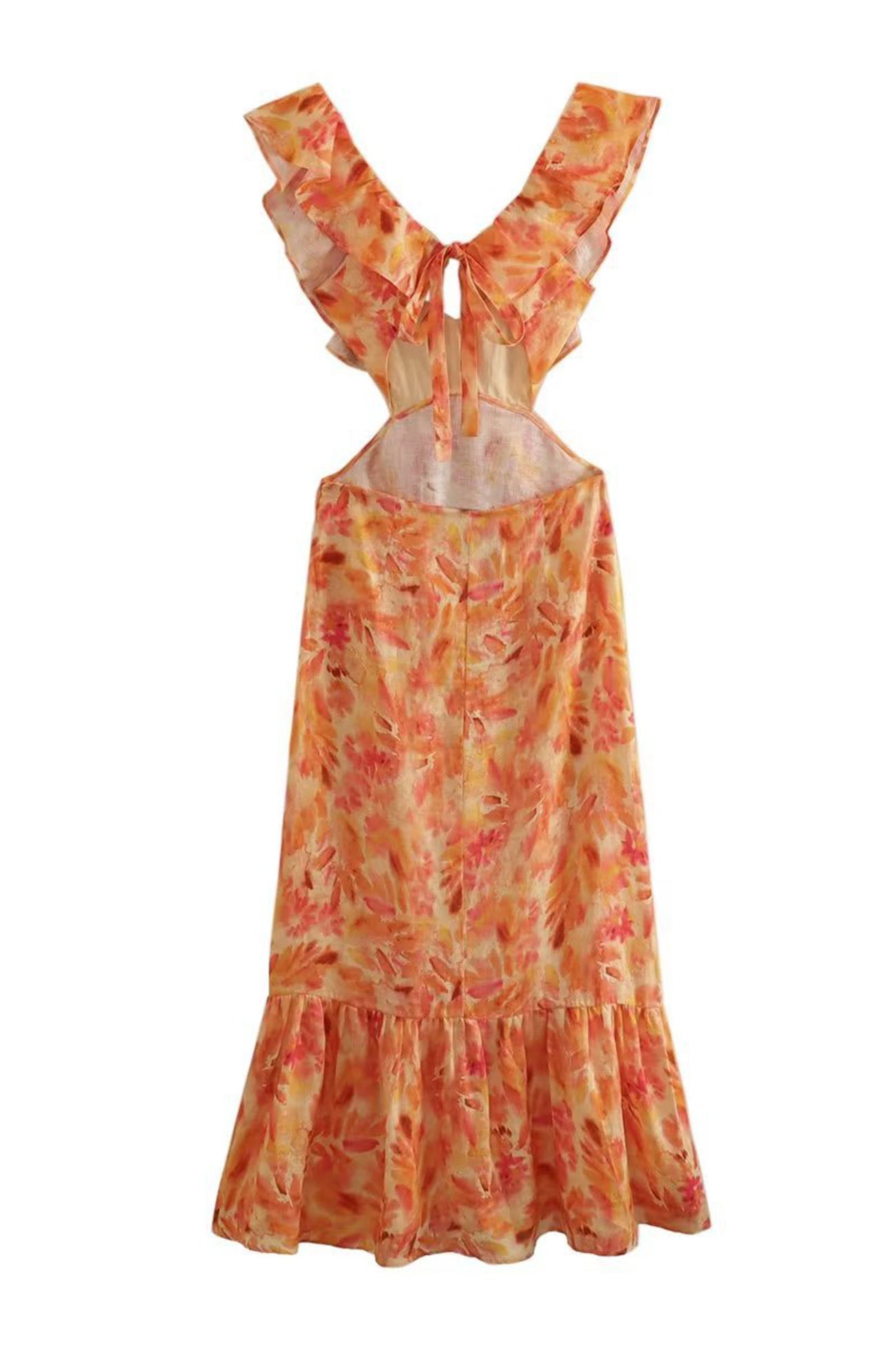 Amara Women's Maxi Dress | Soft Cotton Blend, Sleeveless with Ruffle Straps 7