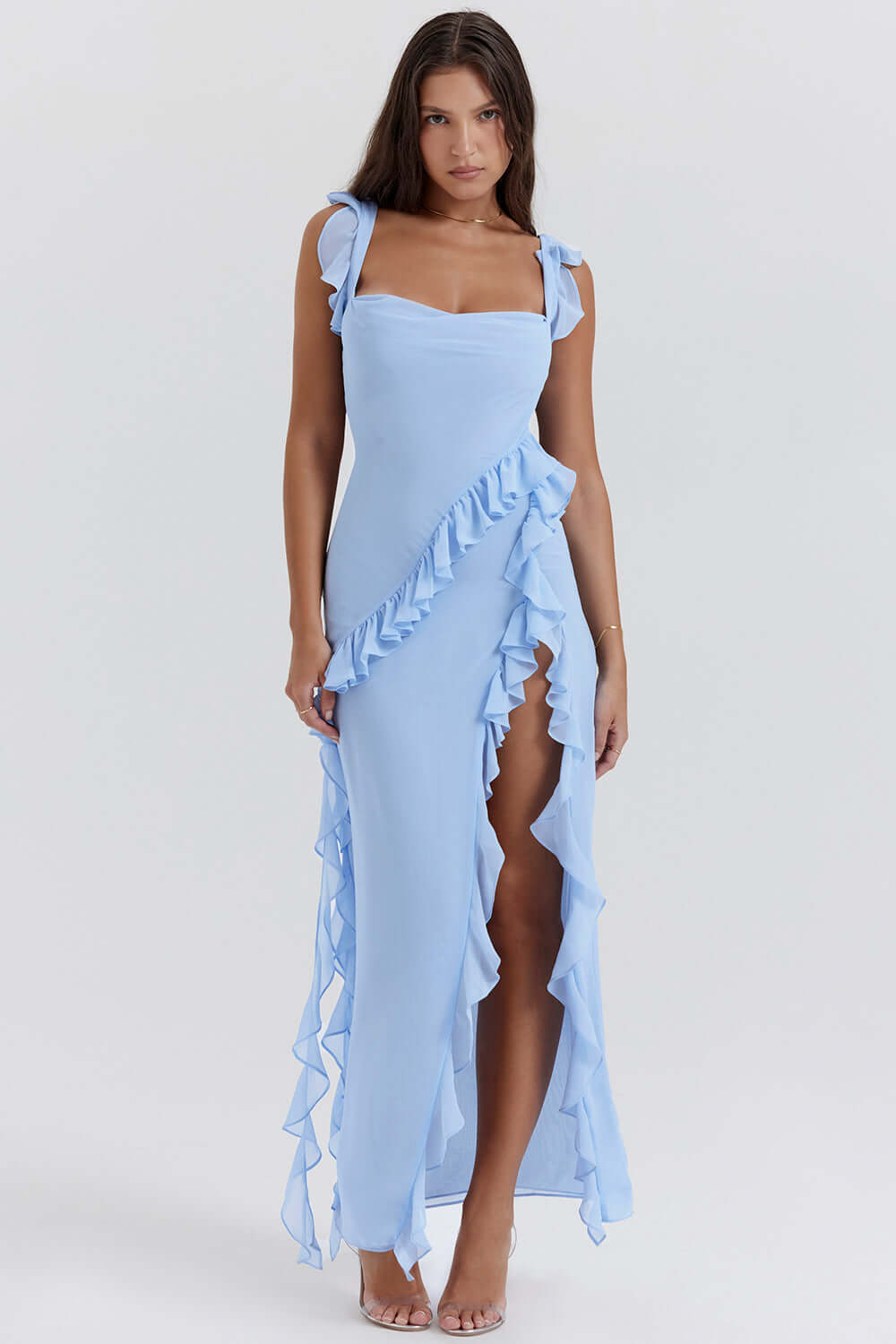 Ruffled Summer wrap dress with V-neck – Avanira