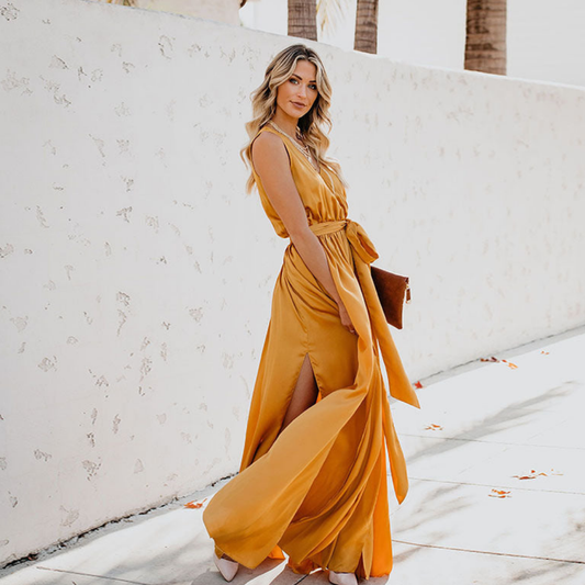 Sleeveless belted maxi dress – Ayame