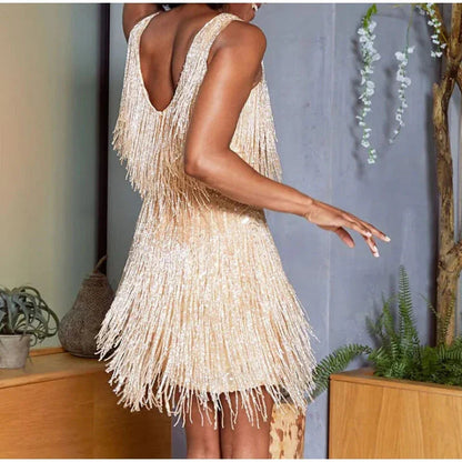 Bella Women's Mini Dress | Sequin and Feather Accents 5