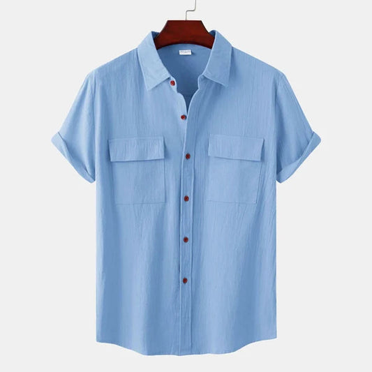 Caden Men's Shirt | Cotton-Linen Blend, Short Sleeve 0