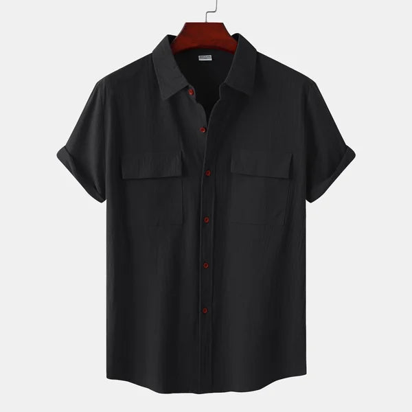 Caden Men's Shirt | Cotton-Linen Blend, Short Sleeve 1