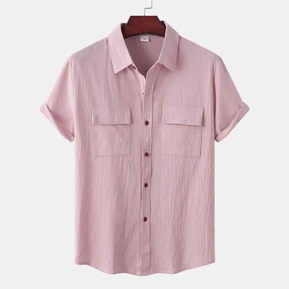 Caden Men's Shirt | Cotton-Linen Blend, Short Sleeve 13