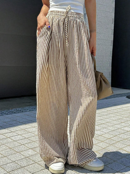 Beige striped wide-leg trousers – Camarel