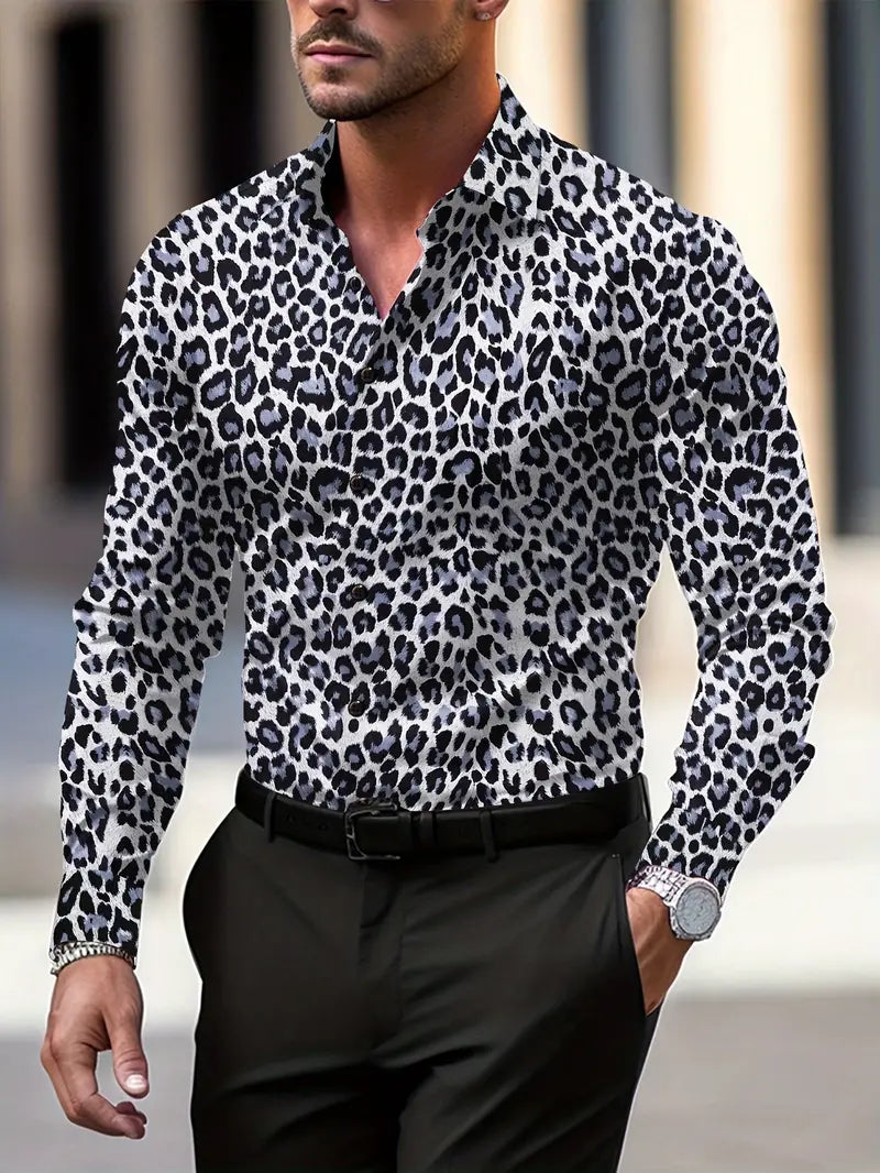 Daring Men's Shirt | Graphic Print Leopard Design, Tailored Fit 0