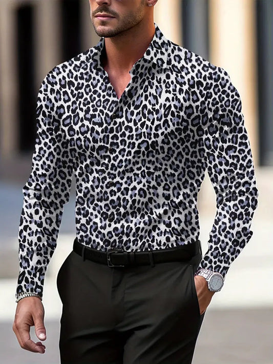 Daring Men's Shirt | Graphic Print Leopard Design, Tailored Fit 0