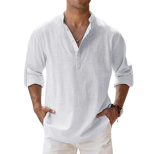 Eli Men's Dress Shirt | Cotton-Linen Blend, Lightweight Long Sleeve 0