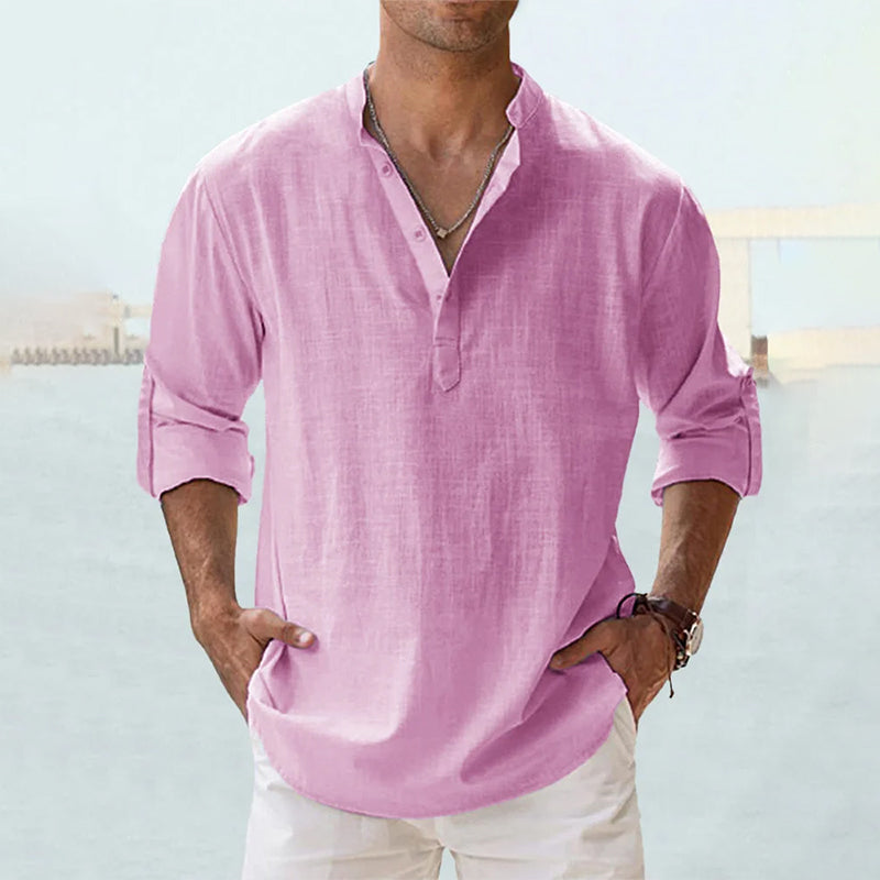 Eli Men's Dress Shirt | Cotton-Linen Blend, Lightweight Long Sleeve 10