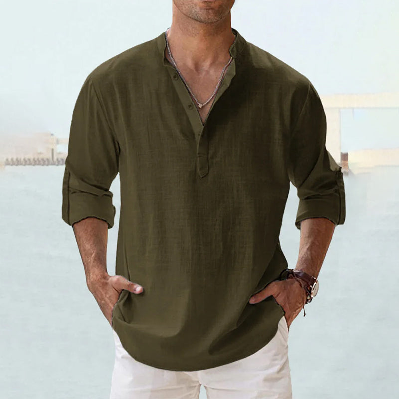 Eli Men's Dress Shirt | Cotton-Linen Blend, Lightweight Long Sleeve 11