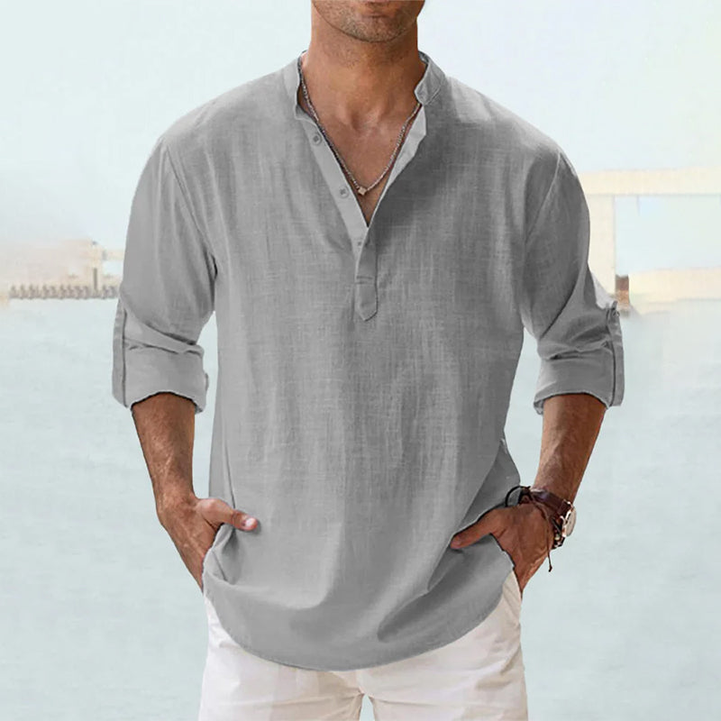 Eli Men's Dress Shirt | Cotton-Linen Blend, Lightweight Long Sleeve 12