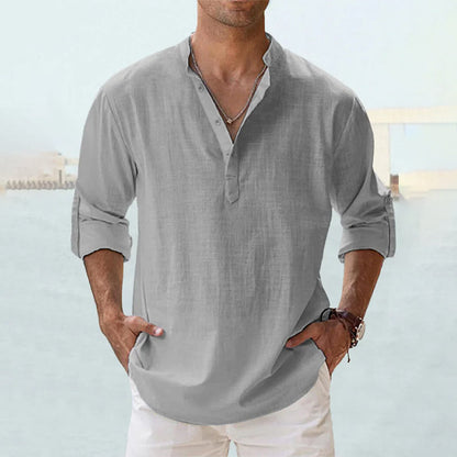 Eli Men's Dress Shirt | Cotton-Linen Blend, Lightweight Long Sleeve 12