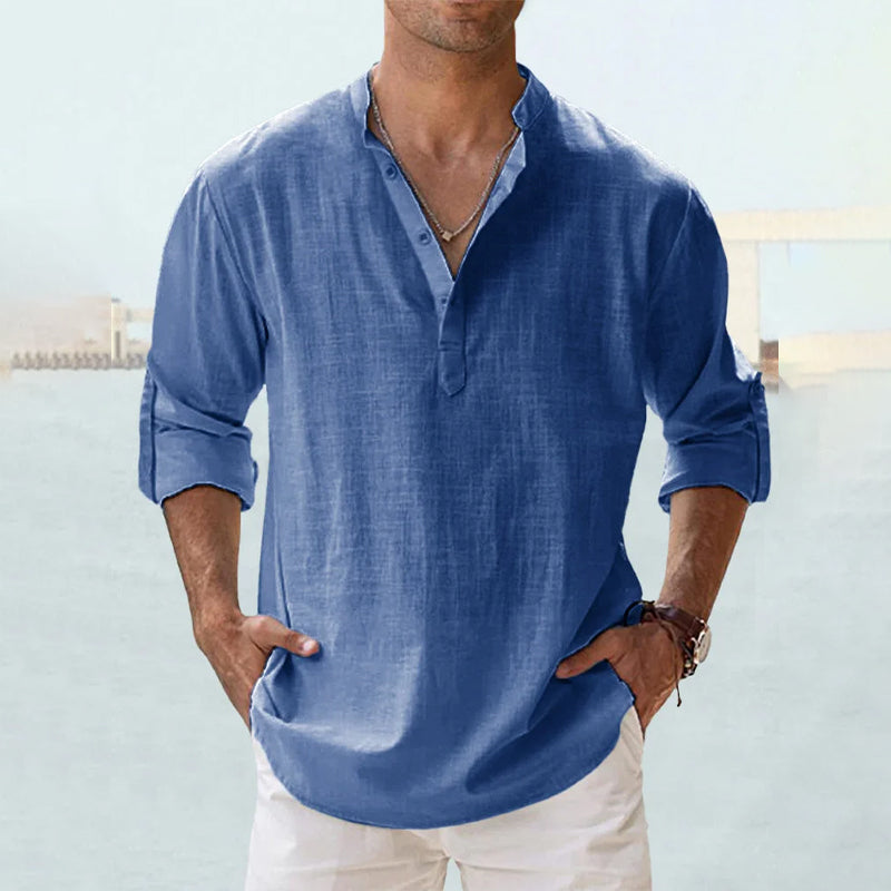 Eli Men's Dress Shirt | Cotton-Linen Blend, Lightweight Long Sleeve 7