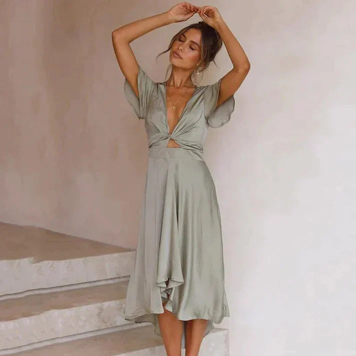 Vintage waist-accent midi dress – Elissara