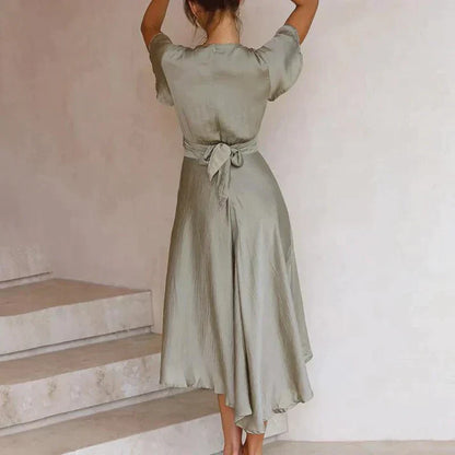 Vintage waist-accent midi dress – Elissara