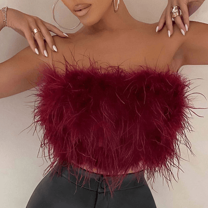 Feather Bandeau Crop Top – Elvara