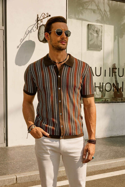 Felix Men's Polo Shirt | Retro Stripe Design, Breathable Fabric 0