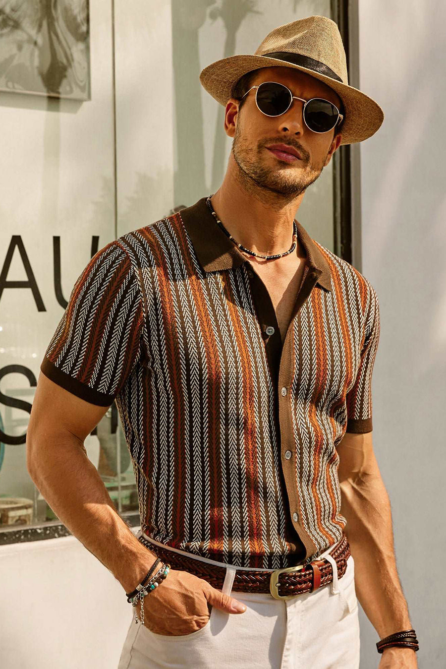 Felix Men's Polo Shirt | Retro Stripe Design, Breathable Fabric 1