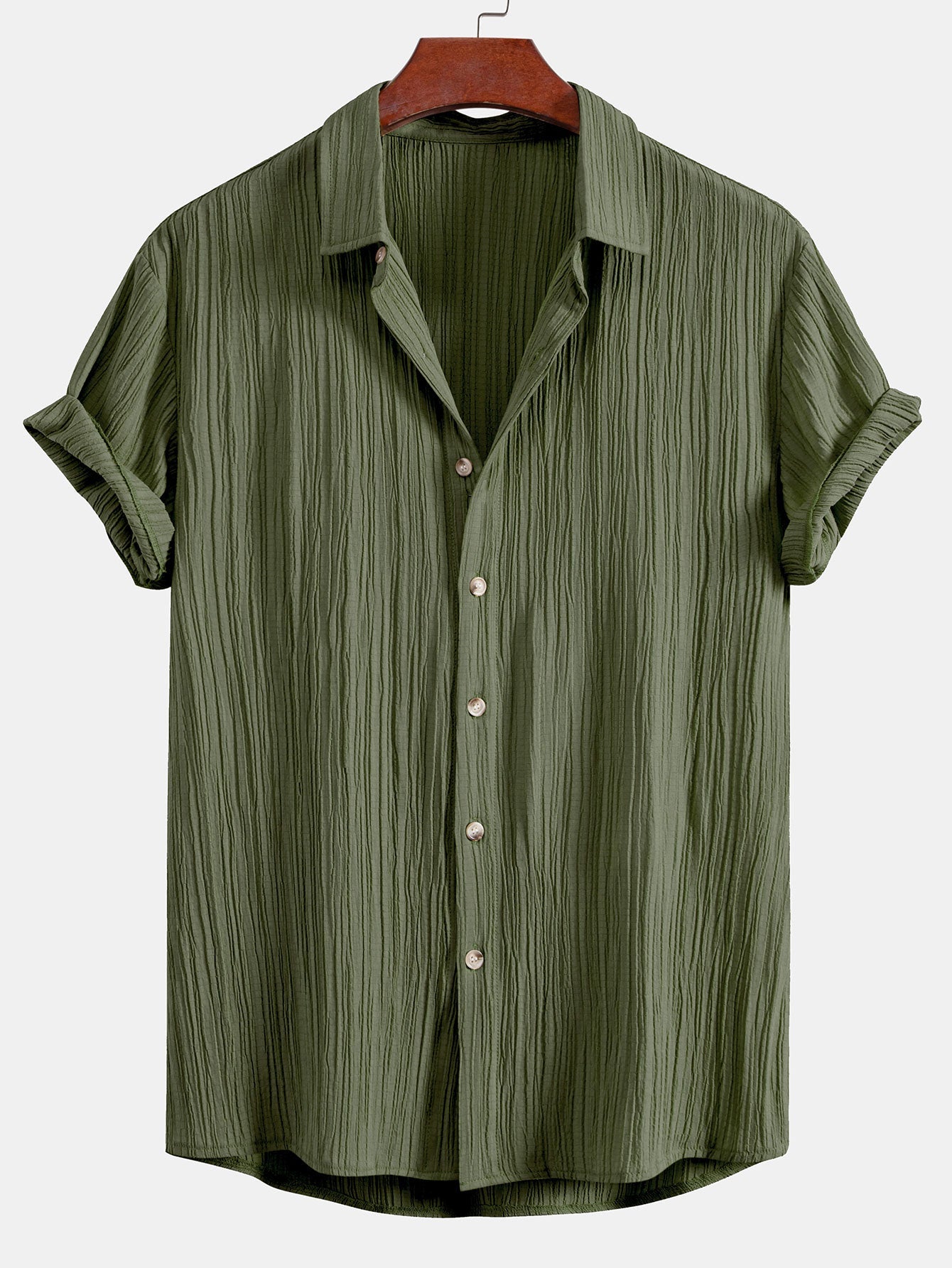 Men’s Crinkled Texture Button-Up Shirt – Ferazio