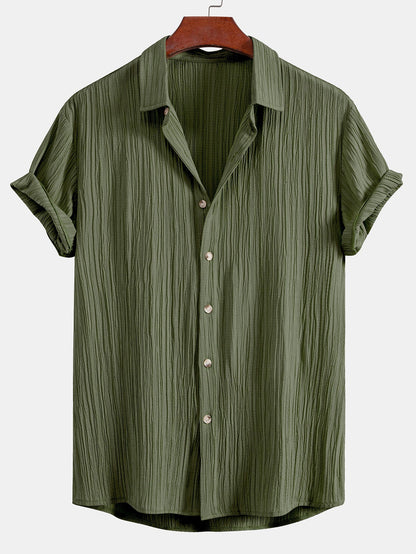 Men’s Crinkled Texture Button-Up Shirt – Ferazio