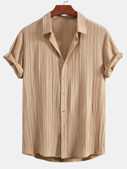 Men’s Crinkled Texture Button-Up Shirt – Ferazio