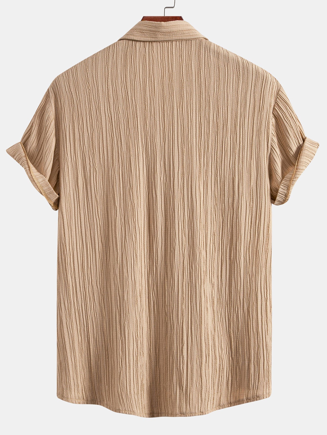 Men’s Crinkled Texture Button-Up Shirt – Ferazio
