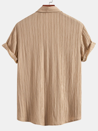 Men’s Crinkled Texture Button-Up Shirt – Ferazio